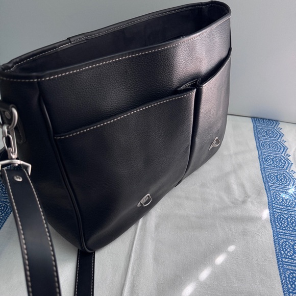 Esprit Vintage Messenger Bag Black Leather Crossbody Briefcase Commuter Gift - Picture 14 of 15